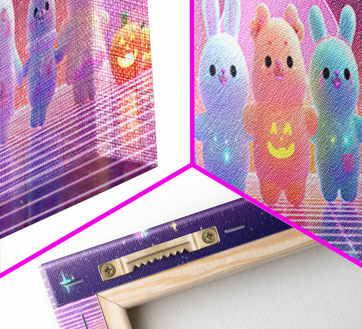 The Costume-Changing Wand, Vaporwave Halloween Decor, Extra Wide Wall Art, Canvas Print, Retro Halloween Decor, Neon Wall Art