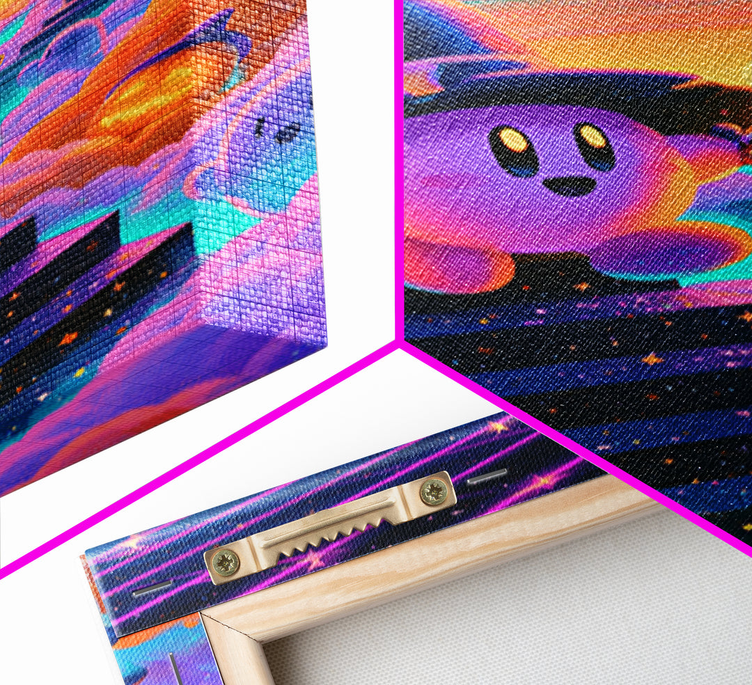 The Halloween Cloud Kingdom, Vaporwave Halloween Decor, Vertical Wall Art, Canvas Print, Retro Halloween Decor, Neon Wall Art
