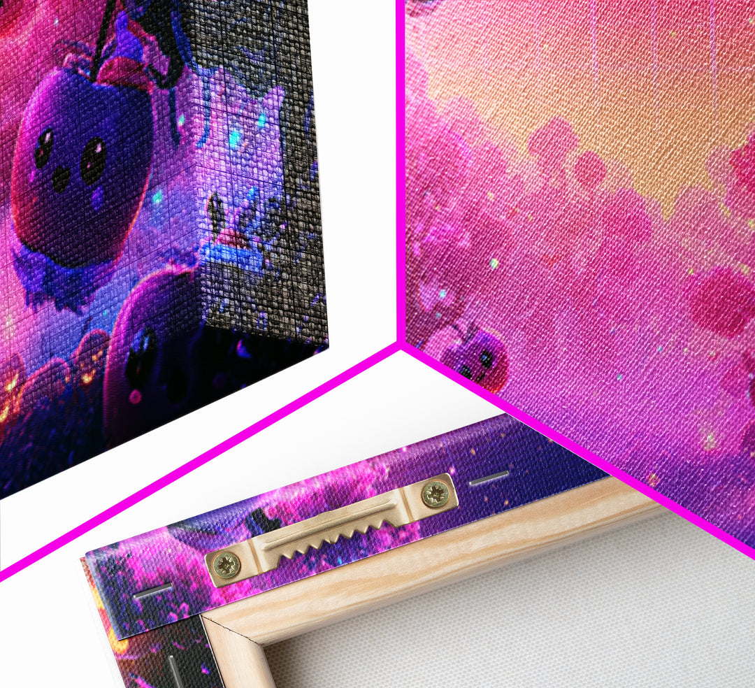 The Enchanted Apple Orchard, 80s Halloween Wall Art, Wide Panoramic Art, Canvas Print, Retro Halloween Decor, Neon Wall Art