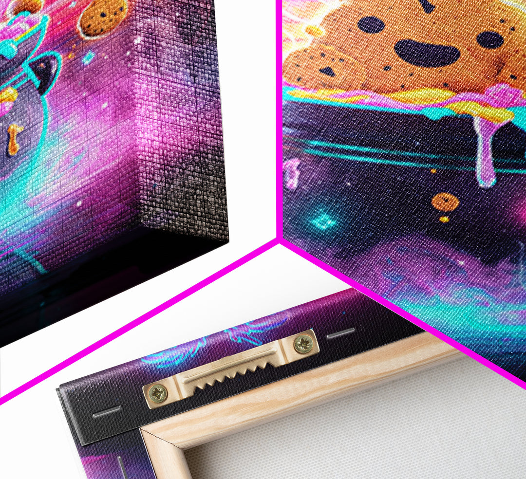 The Cookie Cauldron, Vaporwave Halloween Decor, Square Wall Art, Framed Canvas Print, Retro Halloween Decor, Neon Wall Art