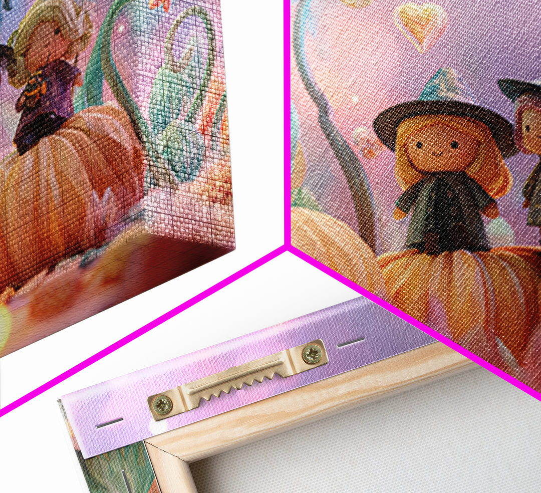 The Pumpkin Flower Garden, Cute Spooky Neon Art, Landscape Wall Art, Canvas Print, Retro Halloween Decor, Neon Wall Art, Horror Wall Art