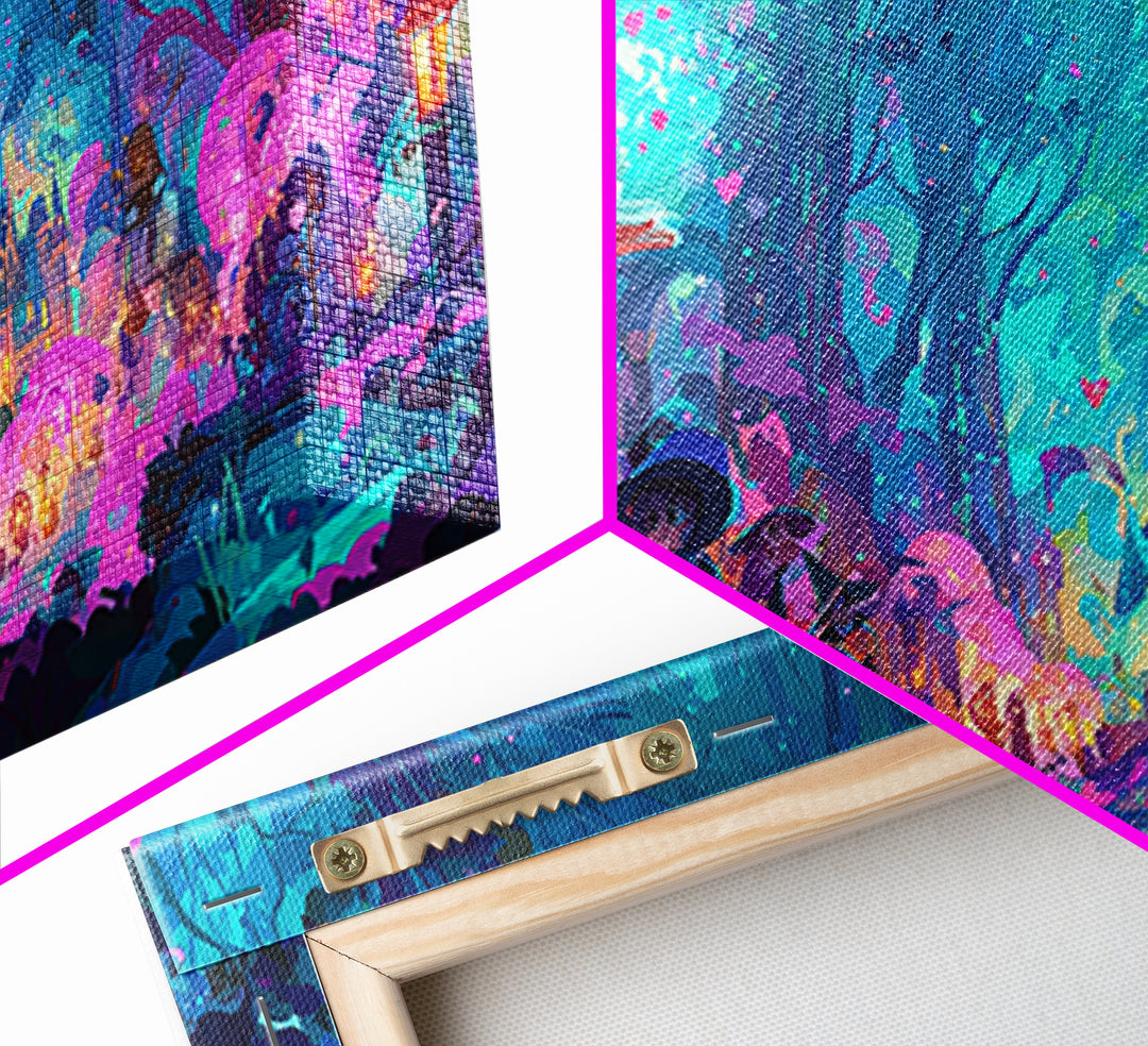 The First Autumn Snowflake, 80s Halloween Wall Art, Wide Panoramic Art, Canvas Print, Retro Halloween Decor, Neon Wall Art, Horror Wall Art
