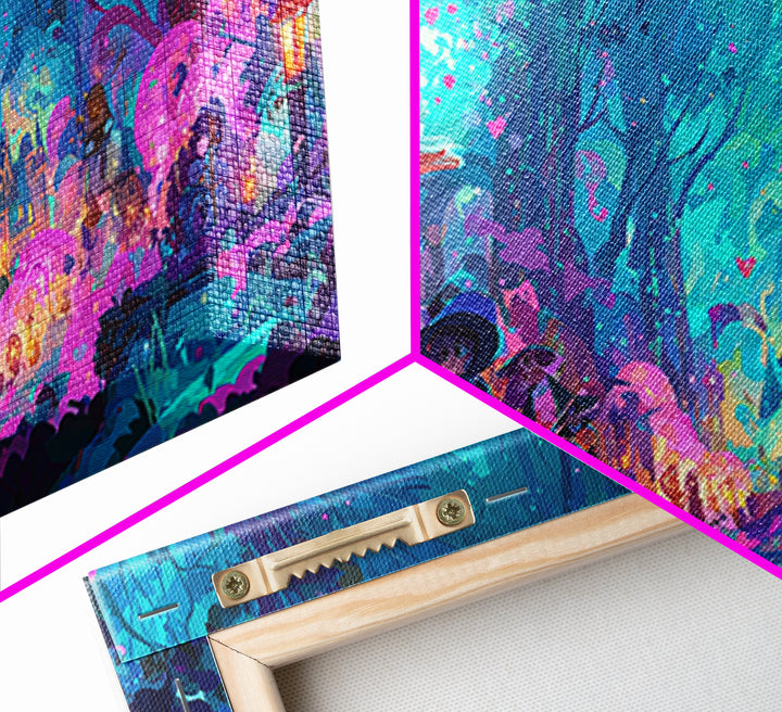 The First Autumn Snowflake, 80s Halloween Wall Art, Wide Panoramic Art, Canvas Print, Retro Halloween Decor, Neon Wall Art, Horror Wall Art