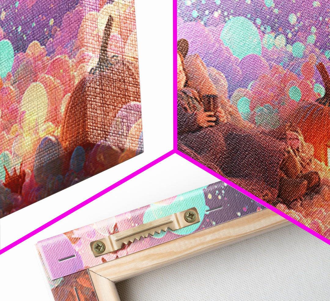 The Candy Comet Adventure, Synthwave Halloween Art, Wide Panoramic Art, Framed Canvas Print, Retro Halloween Decor, Neon Wall Art