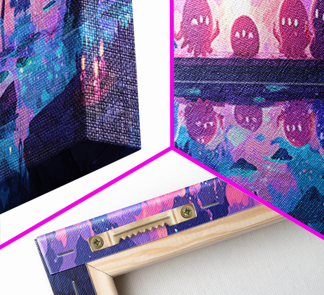 The Choir Of Deepwater Acolytes, Synthwave Halloween Art, Extra Wide Wall Art, Canvas Print, Retro Halloween Decor, Neon Wall Art