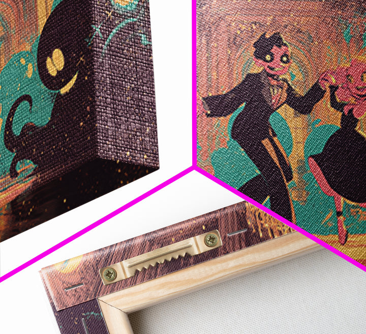 The Ballroom Of Silent Shoggoths, Synthwave Halloween Art, Landscape Wall Art, Canvas Print, Retro Halloween Decor, Neon Wall Art