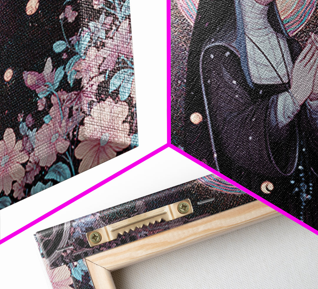 The Nun Of The Endless Constellation, Vaporwave Halloween Decor, Landscape Wall Art, Canvas Print, Retro Halloween Decor, Neon Wall Art