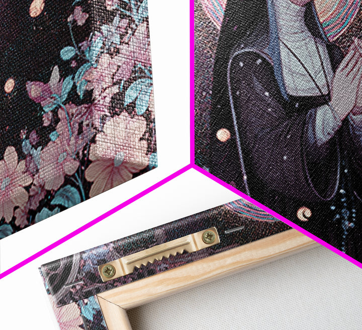 The Nun Of The Endless Constellation, Vaporwave Halloween Decor, Landscape Wall Art, Canvas Print, Retro Halloween Decor, Neon Wall Art