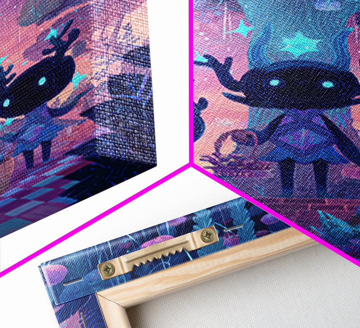 The Children Of The Star Orchard, Vaporwave Halloween Decor, Vertical Wall Art, Canvas Print, Retro Halloween Decor, Neon Wall Art