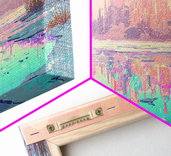 The Frost Beyond Carcosa, 80s Halloween Wall Art, Wide Panoramic Art, Canvas Print, Retro Halloween Decor, Neon Wall Art, Horror Wall Art