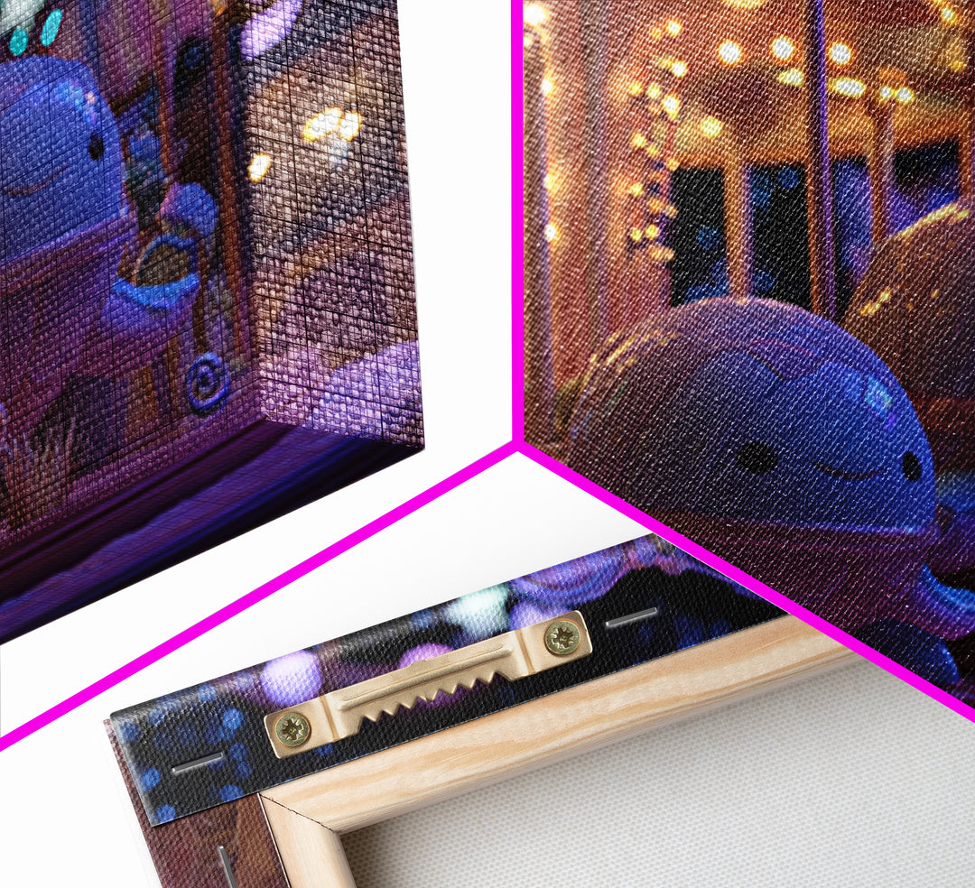 The Carousel Of Sleeping Planets, Vaporwave Halloween Decor, Landscape Wall Art, Canvas Print, Retro Halloween Decor, Neon Wall Art