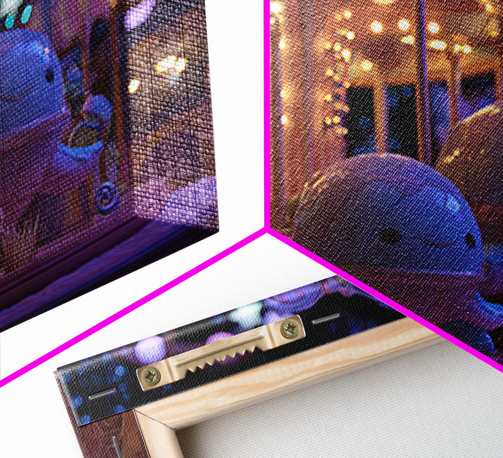 The Carousel Of Sleeping Planets, Vaporwave Halloween Decor, Landscape Wall Art, Canvas Print, Retro Halloween Decor, Neon Wall Art