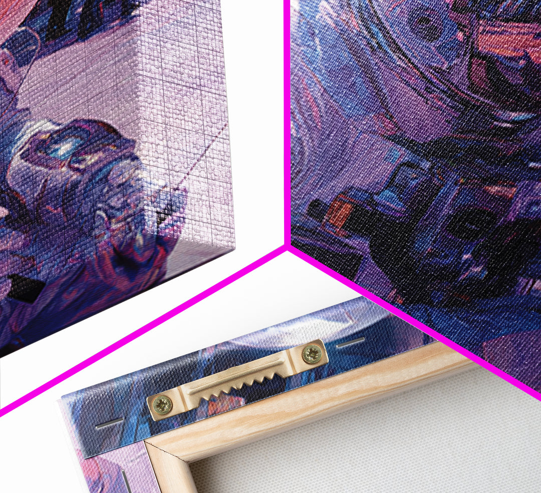 Astronaut Street Wanderer Canvas Print, Cyberpunk Art, Movie Posters, Living Room Decor, Fine Art, Neon, Cyberpunk Jacket, CYB-1x1-23