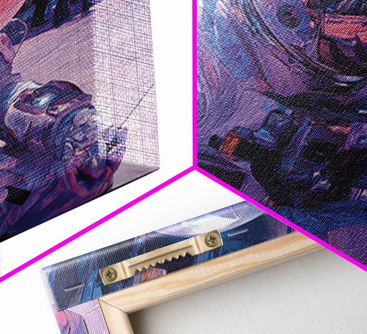 Astronaut Street Wanderer Canvas Print, Cyberpunk Art, Movie Posters, Living Room Decor, Fine Art, Neon, Cyberpunk Jacket, CYB-1x1-23