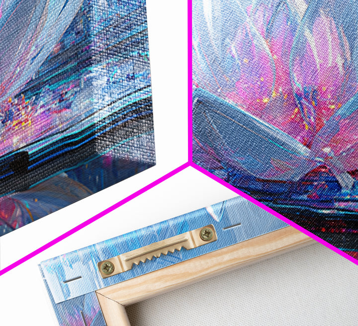 Electric Lotus Flower Canvas Print, Cyberpunk Art, Movie Posters, Living Room Decor, Fine Art, Neon, Cyberpunk Jacket, CYB-2x1-61