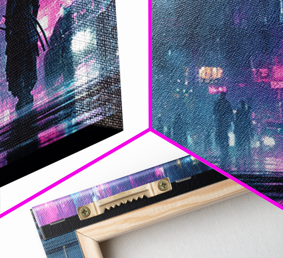 Neon Samurai Portrait Canvas Print, Cyberpunk Art, Cool Wall Art, Living Room Decor, Neon, Gallery Decor, Neutral Decor, CYB-2x1-93