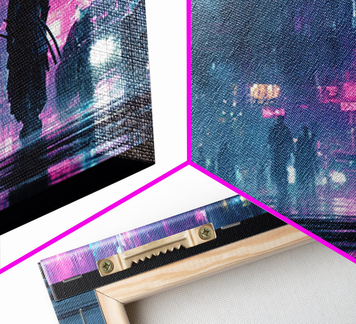 Neon Samurai Portrait Canvas Print, Cyberpunk Art, Cool Wall Art, Living Room Decor, Neon, Gallery Decor, Neutral Decor, CYB-2x1-93
