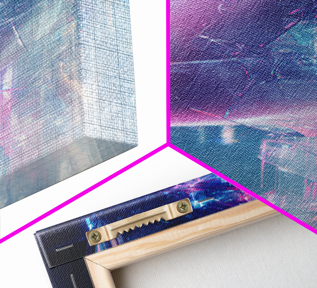 Ai Mask Portrait Framed Canvas Print, Cyberpunk Art, Digital Wall Art, Living Room Decor, Fine Art, Neon, Man Cave Decor, CYB-2x3-80