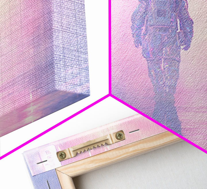Astronaut Street Wanderer Framed Canvas Print, Cyberpunk Art, Gallery Decor, Living Room Decor, Fine Art, Neon, Wall Art, CYB-3x2-27