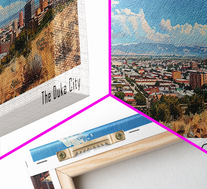 Albuquerque New Mexico Panoramic Painting, Watercolor Framed Canvas Print, Scenic City Art, Travel Poster, Home Decor, Office Wall Art, Gift Idea