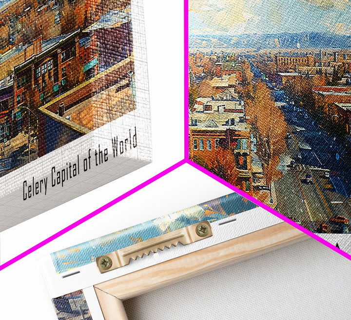 Arvada Colorado Panoramic Painting, Watercolor Framed Canvas Print, Scenic City Art, Travel Poster, Home Decor, Wall Art, Gift Idea