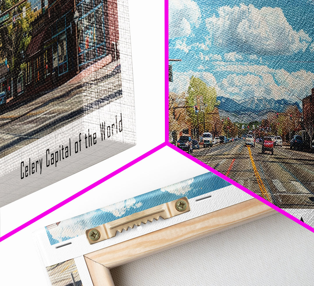 Arvada Colorado Panoramic Painting, Watercolor Framed Canvas Print, Scenic Cityscape, Travel Poster, Wall Decor, Living Room Art, Office Wall Art