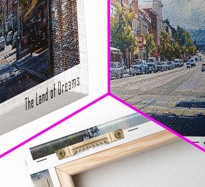 Berkeley California Panoramic Painting, Watercolor Framed Canvas Print, Scenic City Art, Travel Poster, Home Decor, Wall Art, Office Wall Art