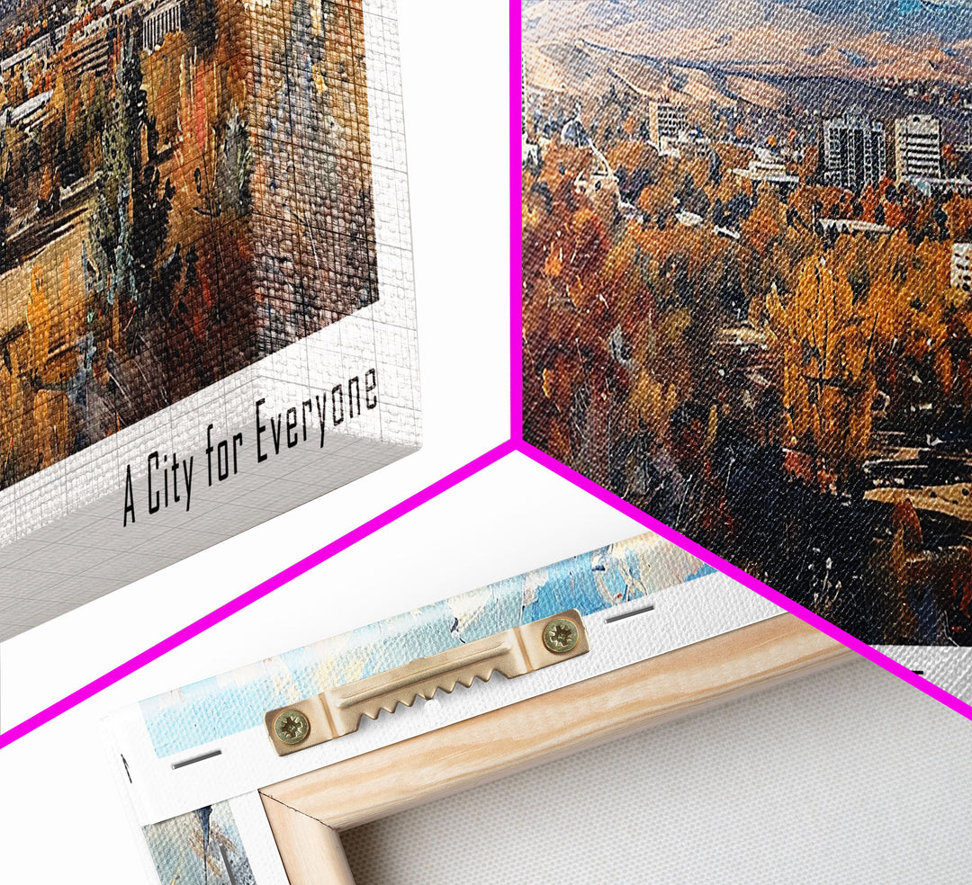 Boise Idaho Panoramic Painting, Watercolor Framed Canvas Print, Scenic City Art, Travel Poster, Home Decor, Wall Hanging, Living Room Art