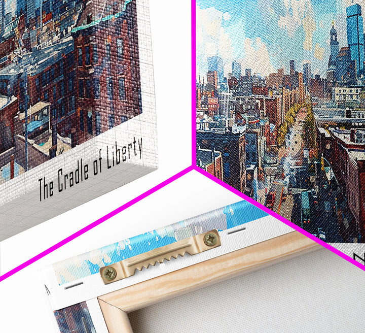Boston Massachusetts Panoramic Watercolor Painting, Framed Canvas Print, Scenic City Art, Travel Poster, Home Decor, Wall Hanging, Living Room Art