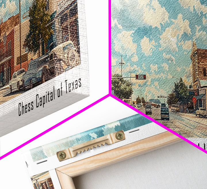 Brownsville Texas Panoramic Painting, Watercolor Framed Canvas Print, Scenic City Art, Travel Poster, Wall Decor, Living Room Art, Gift Idea