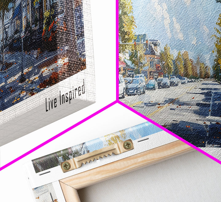 Cary North Carolina Panoramic Watercolor Painting Framed Canvas Print, Travel Poster Art, Home Decor, Picturesque North Carolina Landscape, Living Room Wall Art, Office Decoration, North Carolina Gift