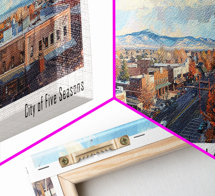 Centennial Colorado Panoramic Watercolor Painting Framed Canvas Print, Travel Poster Art, Home Decor, Mountain Cityscape, Bedroom Wall Art, Office Decoration, Unique Travel Gift