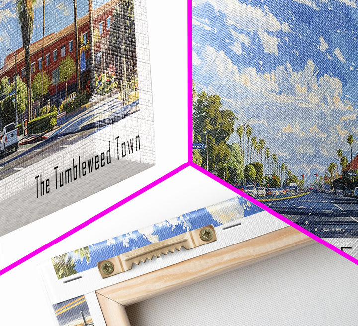 Chandler Arizona Panoramic Watercolor Painting Framed Canvas Print, Travel Poster Art, Home Decor, Vibrant Arizona Cityscape, Living Room Wall Art, Office Decoration, Gift for Art Lovers