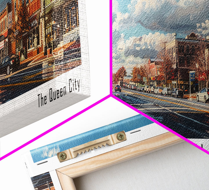 Clarksville Tennessee Panoramic Watercolor Painting Framed Canvas Print, Travel Poster Art, Scenic Landscape, Home Decor, Living Room Wall Art, Office Decoration, Unique Tennessee Gift