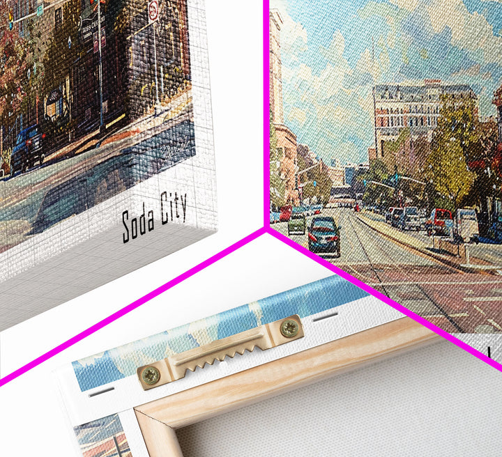 Columbia South Carolina Panoramic Watercolor Painting Framed Canvas Print, Travel Poster Art, Urban Cityscape, Living Room Decor, Wall Hanging, Office Art, Southern Charm Gift
