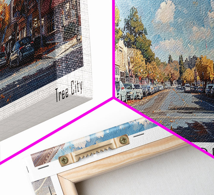 Concord California Panoramic Watercolor Painting Framed Canvas Print, Travel Poster Art, Picturesque Landscape, Living Room Decor, Wall Art, Office Decoration, Unique Travel Gift
