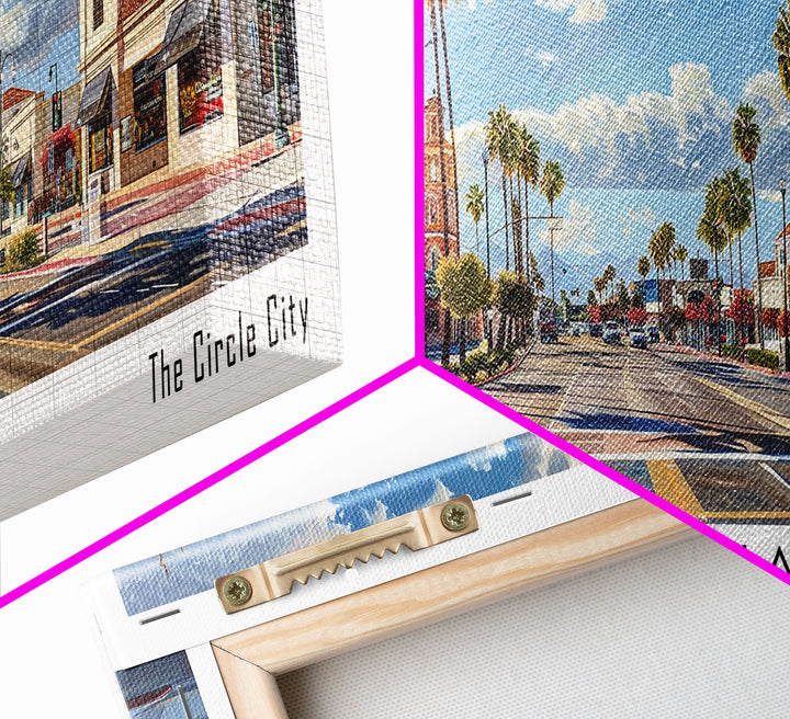 Corona California Panoramic Watercolor Painting Framed Canvas Print, Travel Poster Art, Urban Cityscape, Home Decor, Living Room Wall Art, Office Decoration, Gift for California Lovers