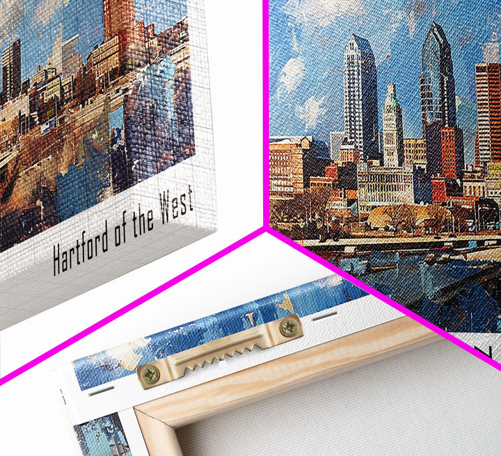 Des Moines Iowa Panoramic Watercolor Painting, Scenic Framed Canvas Print, Urban Wall Art for Office, Travel Poster, Home Decor, City Gift Idea