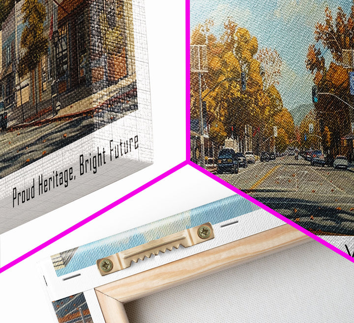 Elk Grove California Panoramic Watercolor Painting, Scenic Framed Canvas Print, Urban Wall Art for Living Room, Travel Poster, Home Decor, City Gift Idea