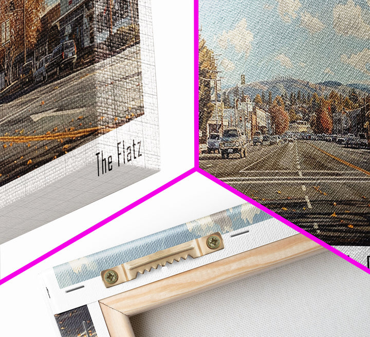 Fairfield California Panoramic Watercolor Painting, Scenic Framed Canvas Print, Urban Wall Art for Living Room, Travel Poster, Home Decor, City Gift Idea