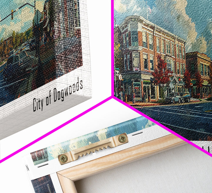 Fayetteville North Carolina Panoramic Watercolor Painting, Scenic Framed Canvas Print, Urban Wall Art for Living Room, Travel Poster, Home Decor, City Gift Idea