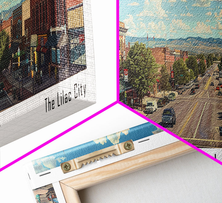 Fort Collins Colorado Panoramic Watercolor Painting, Scenic Framed Canvas Print, Urban Wall Art for Office, Travel Decor, City Print, Gift Idea