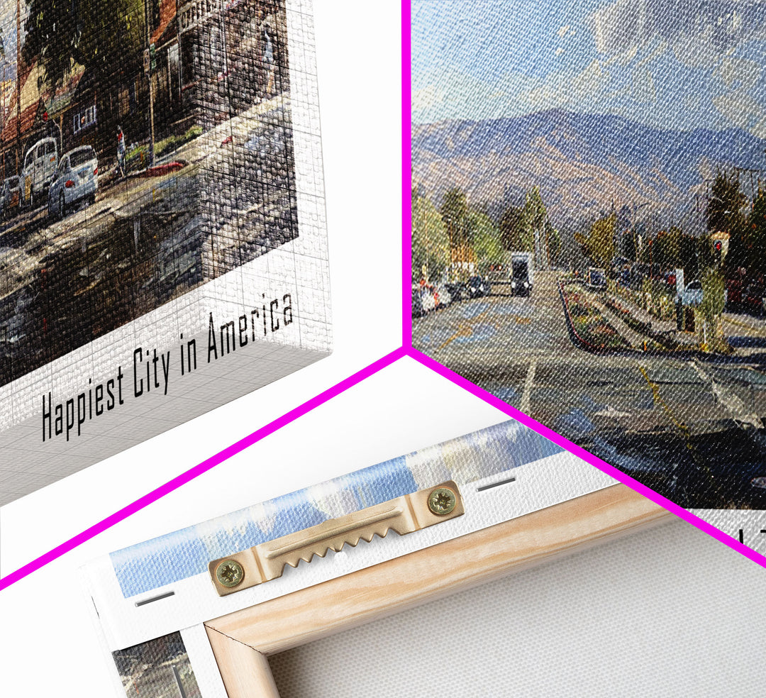 Fremont California Panoramic Watercolor Painting, Scenic Framed Canvas Print, Urban Wall Art for Office, Travel Poster, Home Decor, City Gift Idea