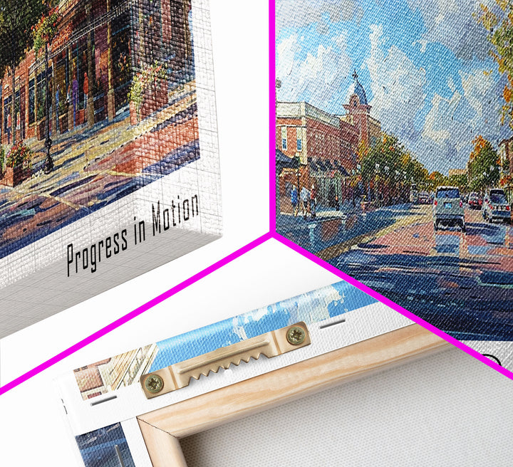 Frisco Texas Panoramic Watercolor Painting, Urban Framed Canvas Print, Cityscape Wall Art for Living Room, Travel Poster, Home Decor, City Gift Idea