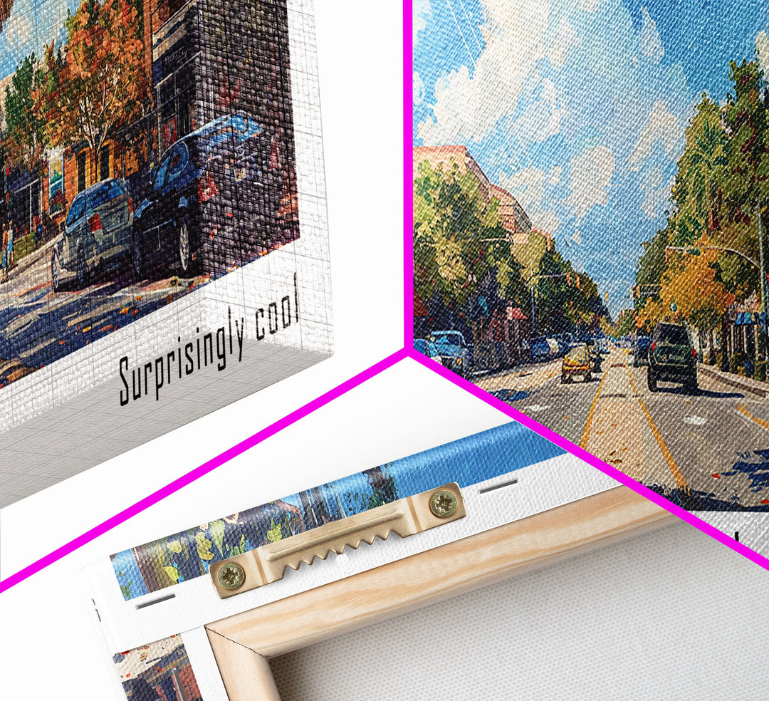 Gainesville Florida Panoramic Watercolor Painting, Urban Framed Canvas Print, Cityscape Wall Art for Office, Travel Decor, Home Gift Idea