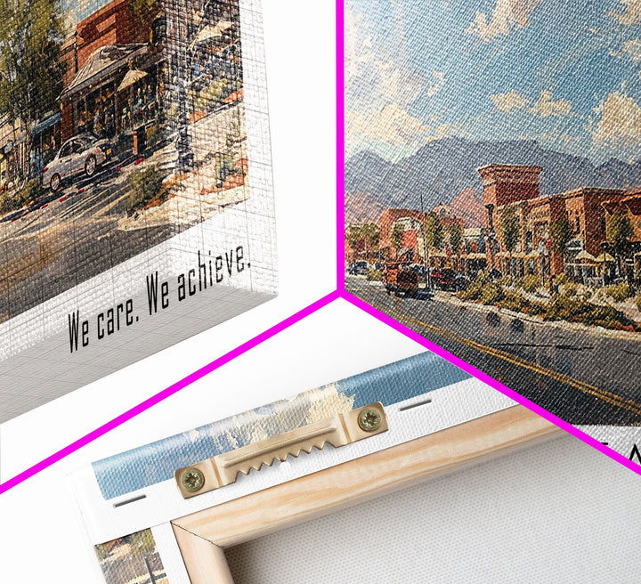 Goodyear Arizona Panoramic Watercolor Painting, Urban Framed Canvas Print, Cityscape Wall Art for Office, Travel Decor, Home Gift Idea