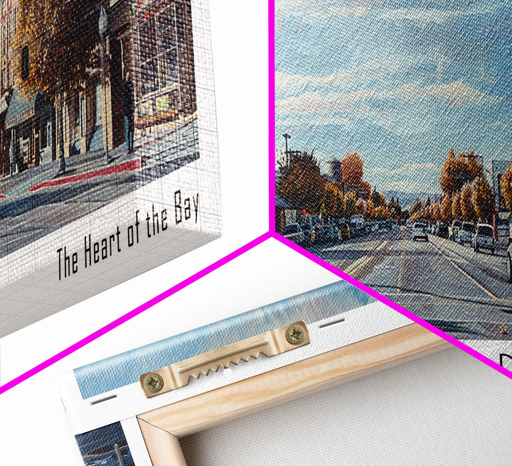 Hayward California Panoramic Watercolor Painting, Urban Framed Canvas Print, Cityscape Wall Art for Living Room, Travel Poster, Home Decor, City Gift Idea