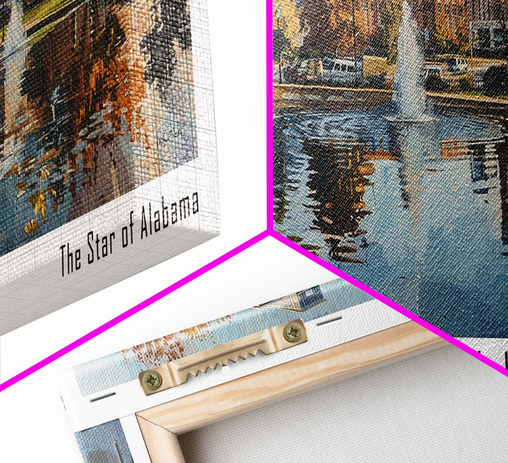 Huntsville Alabama Panoramic Watercolor Painting, Urban Framed Canvas Print, Cityscape Wall Art for Living Room, Travel Poster, Home Decor, City Gift Idea