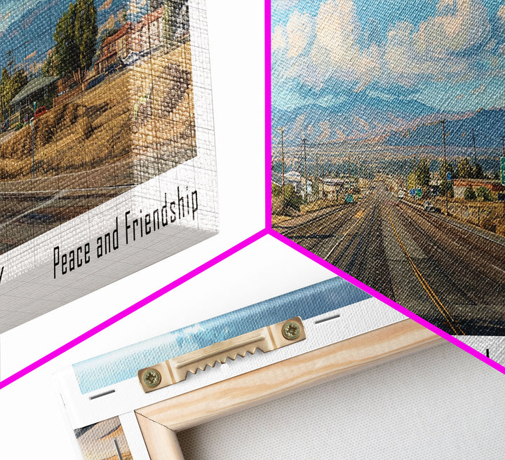 Jurupa Valley California Panoramic Cityscape Wall Art, Watercolor Framed Canvas Print, Urban Decor, Office Art, Travel Poster, Home Decoration