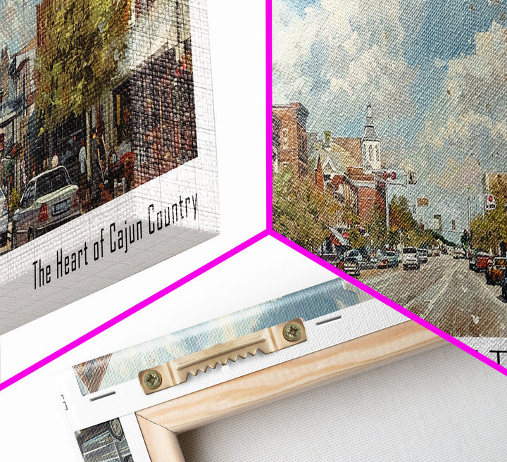 Lafayette Louisiana Panoramic Cityscape Wall Art, Watercolor Framed Canvas Print, Urban Painting for Living Room, Office Decor, Travel Poster